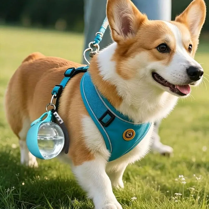 Plastic Dogs Cat Drinking Bottle with Lanyard Outdoor Foldable Water Dispensers Leak-Proof Compact Travel Pet Feeding Bottle