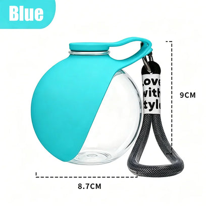 Plastic Dogs Cat Drinking Bottle with Lanyard Outdoor Foldable Water Dispensers Leak-Proof Compact Travel Pet Feeding Bottle