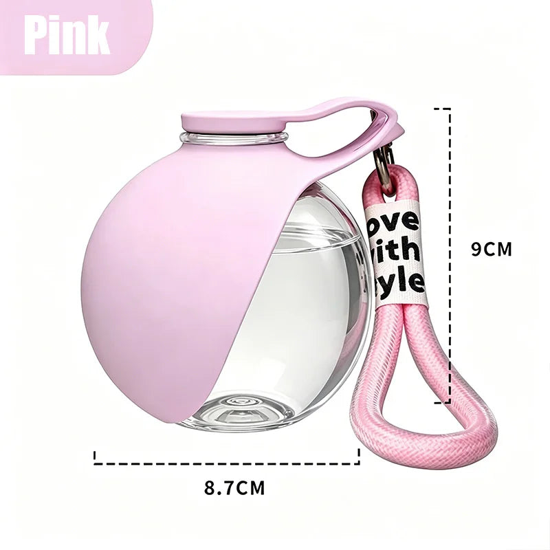 Plastic Dogs Cat Drinking Bottle with Lanyard Outdoor Foldable Water Dispensers Leak-Proof Compact Travel Pet Feeding Bottle